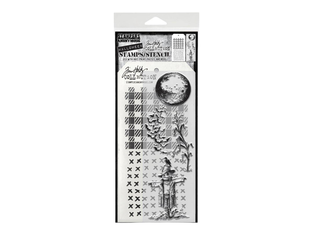 Stampers Anonymous/tim Holtz Clear Stamps & Stencil Scary Etsy