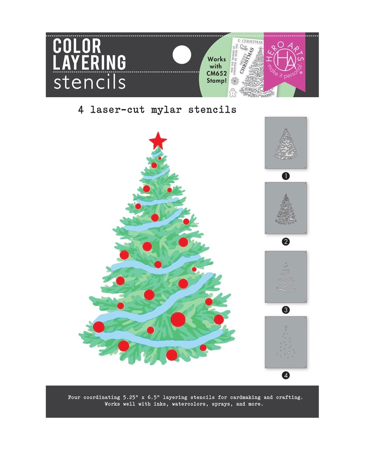 Hero Arts SA200 Color Layering Stencils, O Christmas Tree