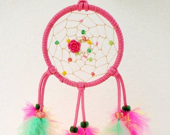 Native American Pink Rose Handmade Dreamcatcher
