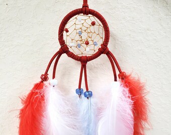Native American Red, White and Blue Small Dreamcatcher