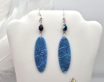 Native American Made Swift Creek Stamp Circles Polymer Clay Earrings