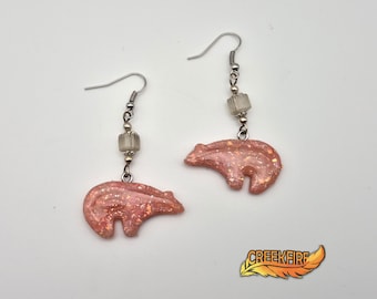 Native American Made Polymer Clay Sparkly Bear Earrings
