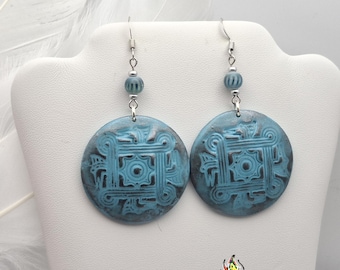 Native American Made Four Woodpeckers Polymer Clay Earrings