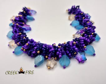 Native American Made Unique Cosmic Ocean Purple and Blue Bracelet