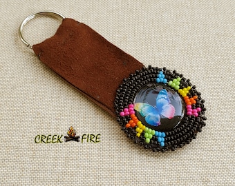 Native American Beaded  Butterfly Cab Keychain