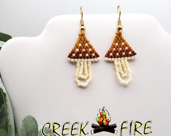Native American Made Mushroom Gradient Beaded Earrings