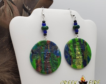 Native American Made Four Woodpeckers Polymer Clay Earrings