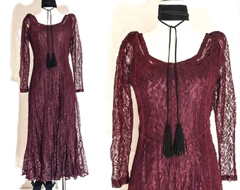 90s Clothing 90s VINTAGE Clothing 90s DRESS GRUNGE Clothing 90s Grunge Clothing Long Sleeve Dress Lace Maxi Dress Maxi Dress with Sleeves S