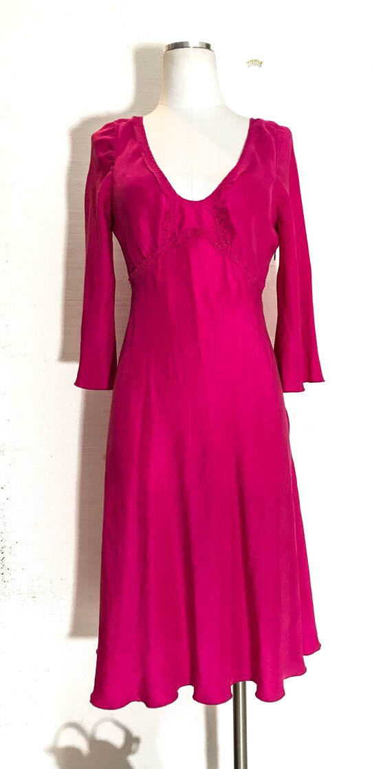 bright pink silk dress