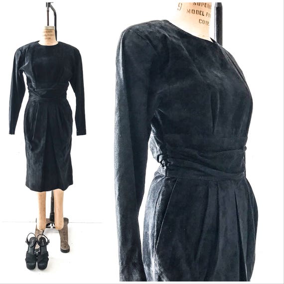 long sleeve fitted leather dress