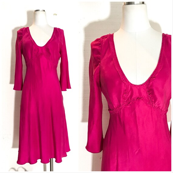long bright pink dress