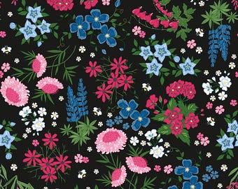 Perennial By Jill FInley    C15420 Black.   Riley Blake