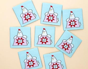 Quilty Hen Woven Labels P178-SIWL21 - Riley Blake - Minki Kim - Durable Soft Thread - Machine Washable - Polyester - 8 Labels