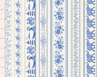 IN STOCK  Tilda Something Blue Borders  Blue  Yardage by Tone Finnanger 110170  Ships June 1