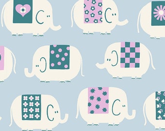 Moda Ruby Star Fabric Picture Book Elephants Blue   RS3069 15