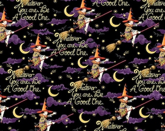 BE a GOOD ONE  Spooky Cute Halloween  by Mary Engelbreit for FreeSpirit Fabrics  Darling Witch