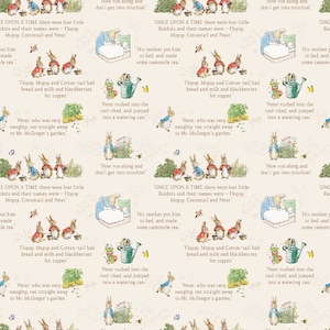 The Tale of Peter Rabbit-1/2 Yard Increments, Cut Continuously (C14701 Text Cream) by Riley Blake Designs