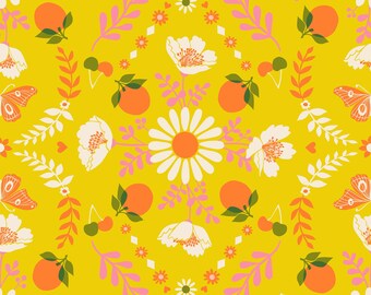 Moda Ruby Star  JUICY      RS0085  12  Yellow Floral and Oranges    IN Stock  -Shipping Now