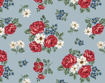 INDEPENDENCE.  C17331  Floral Blue  Riley Blake Designs ***In Stock ****
