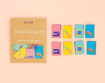 Sew in Labels Notions And Tools LP143 Sarah Hearts. Pack of 8 labels