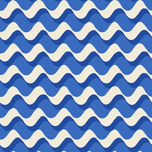 May include: A repeating pattern of blue and off-white wavy lines. The design features alternating layers of light and dark blue waves, creating a textured, rhythmic visual effect. The overall aesthetic is clean and modern.