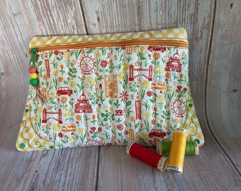 Liberty of London - London Parks   Embroidered Project Bag. Handmade SOO CUTE