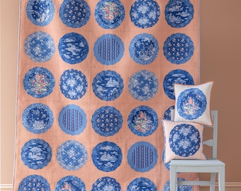 Tilda Something Blue  Plate Collection  w/Terracotta Background