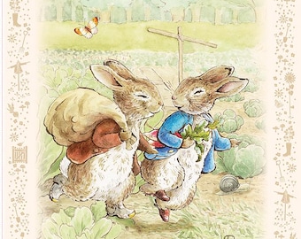 Peter Rabbit  and Benjamin Bunny Panel - 36" x 43" - Licensed to Riley Blake Designs **JUST IN  ****