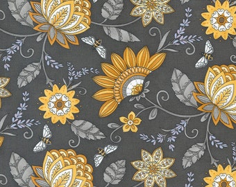 Honey Lavender by Deb Strain   56080 17  Gorgeous Floral Print Charcoal