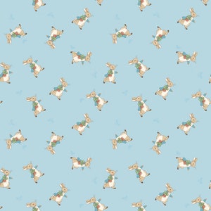Peter Rabbit Cotton Fabric by the  1/2 Yard - The Tale of Peter Rabbit Peter Toss Blue - Riley Blake C14702-BLUE