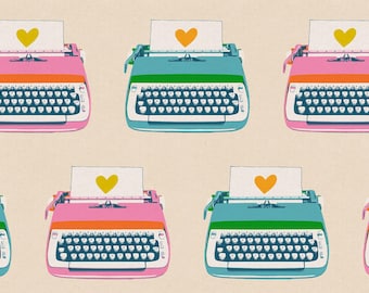 Typewriters Natural Canvas from Best Day Ever Collection by Melody Miller