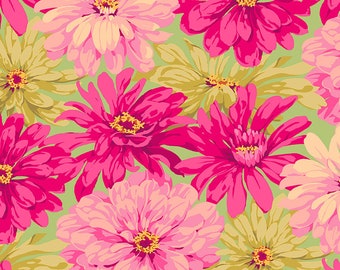 Giant Zinnia - Pink - Garden Martha Negley - FreeSpirit - PWMN029.pink 100% Quilters Cotton