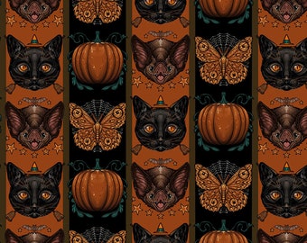 Mystic Moonlight  Halloween Stripe PWRH092.ORANGE  by Rachel Hauer. ***