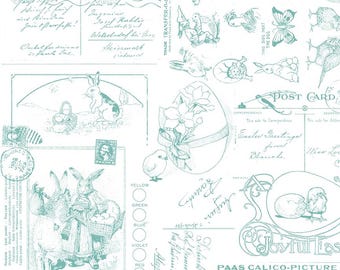 Egg Hunt  Advertising Fabric  C17153-Aqua  J. Wecker Frisch  for  Riley Blake Designs **Just In ****