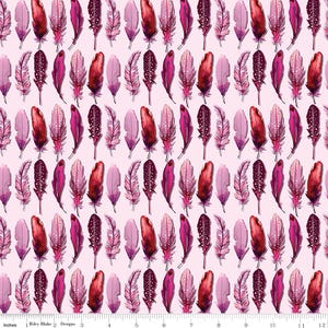 Poppies and Plumes  by Lila Tueller 14294  Pink  Feathers  .  Riley Blake