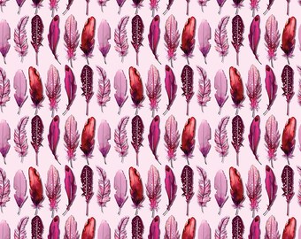 Poppies and Plumes  by Lila Tueller 14294  Pink  Feathers  .  Riley Blake