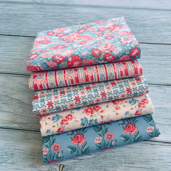 Paquete selecto de 5 retazos de tela (Fat Quarter o Fat 1/8) de Liberty Palace Gardens: ¡Qué bonito!