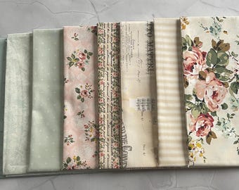 Rose & Violet's Bouquet Des Fleurs 7 FQ Bundle in TAN - Riley Blake Designs -
