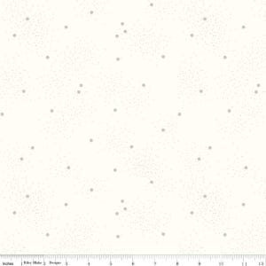 May include: White fabric with a scattered pattern of small, light gray dots. The fabric has a subtle shimmer and a soft, smooth texture.