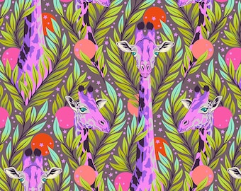 EVERGLOW by Tula Pink for Free Spirit Fabrics -  Neck For Days  Purple Giraffe