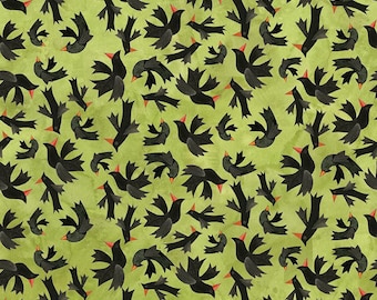Riley Blake Halloween Whimsy Crows by Teresa Kogut  C11822  GREEN   OOP