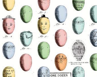 Egg Hunt  Egg Faces  Fabric  C17151-Multi   J. Wecker Frisch  for  Riley Blake Designs **Just In ****