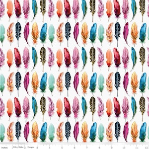 Poppies and Plumes  by Lila Tueller 14294  Multi Feathers  .  Riley Blake