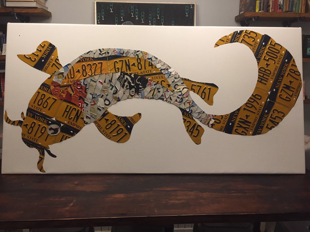 Giant License Plate Koi Fish 64x32 Recycled Handmade License Etsy