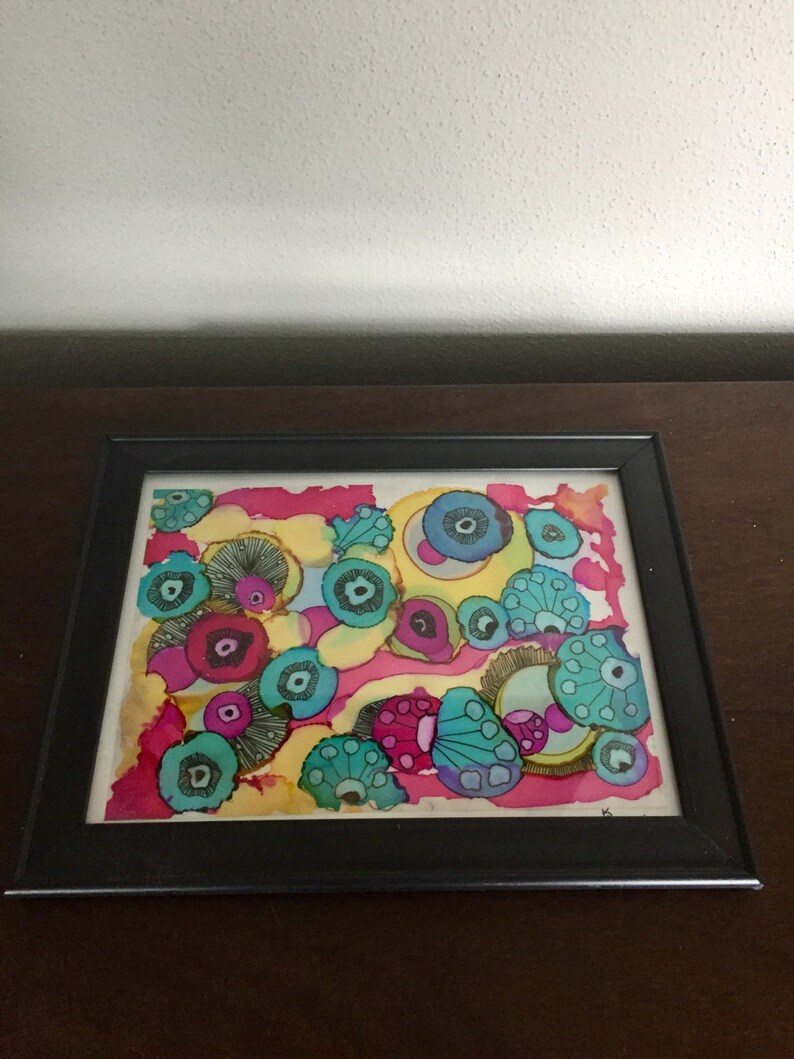 Framed alcohol ink art Etsy