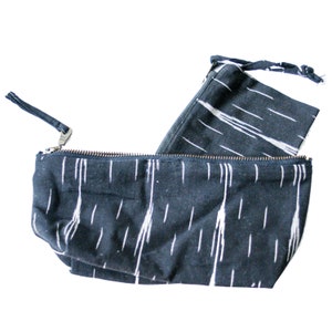 Conjunto de presente: bolsa preta com zíper grande Ikat Dash - bolsa de cosméticos - bolsa de joias