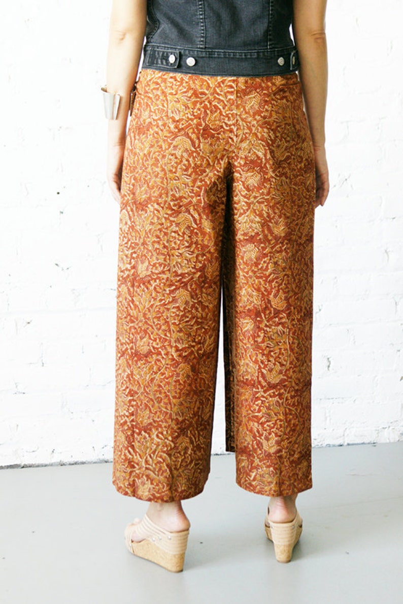 Flowy Pants Cotton Floral Vine Wrap Pant Vegetable Dye Hand | Etsy