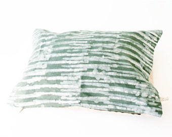 Teal Thin Stripe Linen Lumbar Pillow 12 x 18