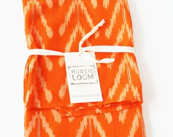 Tangerine Tulip Cotton Ikat Woven Tea Towel