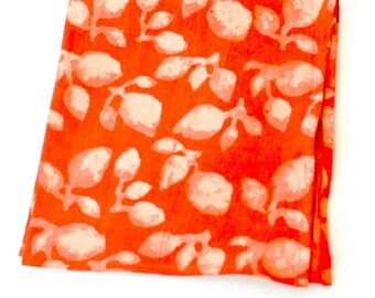 Naranja hoja patrón algodón bloque impresión Napkin conjunto de 4